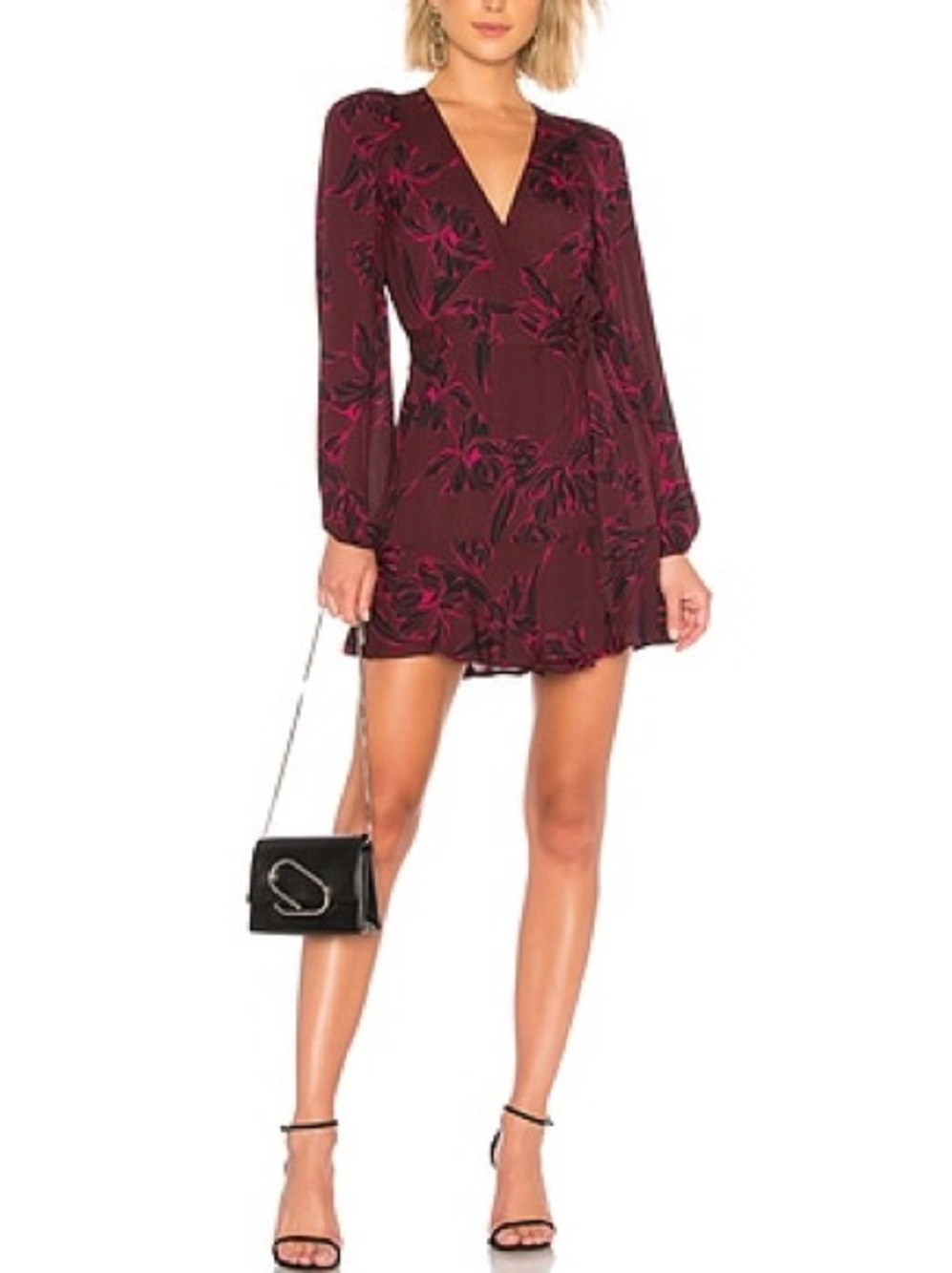 A.L.C. Embry Floral Print Silk Mini Wrap Dress Size 6